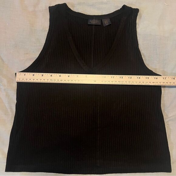 Rachel Roy Black Ribbed V-Neck Tank Top Women's X-Large - Picture 6 of 7